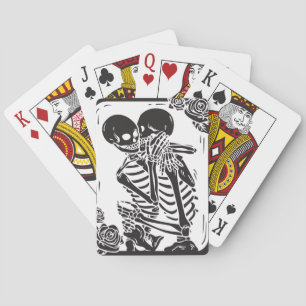 Skeleton Hugging Couple on a set of Playing Cards
