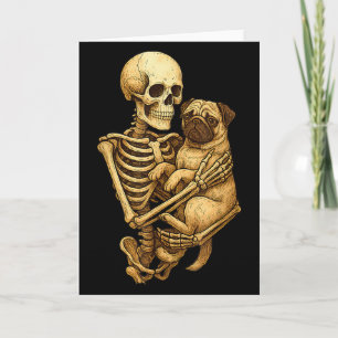 Skeleton Hugging Pug Halloween Pugs Lover Pug Mum Card