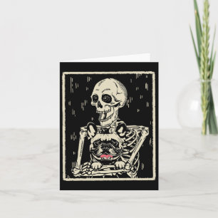 Skeleton Hugs French Bulldog Halloween Dog Lover  Card