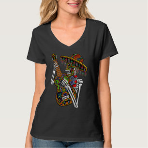 Skeleton Huichol Mexican Mariachi Dia de los Muert T-Shirt