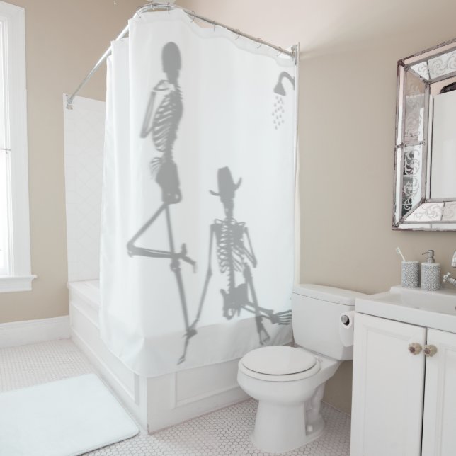 Skeleton Humour Shower Funny Cowboy Silhouette Bat Curtain (In Situ)