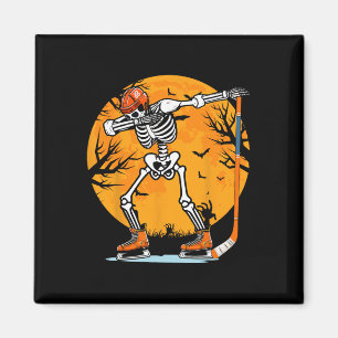 Skeleton Ice Hockey Halloween Boys Dabbing Hallowe Magnet
