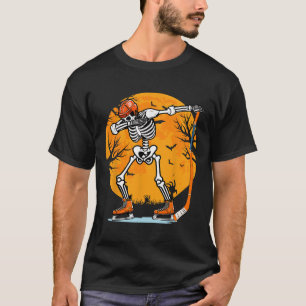 Skeleton Ice Hockey Halloween Boys Dabbing Hallowe T-Shirt