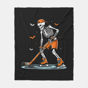 Skeleton Ice Hockey Halloween Boys Funny Halloween Fleece Blanket