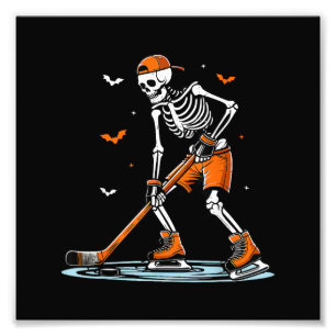 Skeleton Ice Hockey Halloween Boys Funny Halloween Photo Print