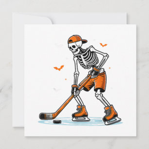Skeleton Ice Hockey Halloween Boys Funny Halloween Thank You Card