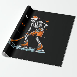 Skeleton Ice Hockey Halloween Boys Funny Halloween Wrapping Paper