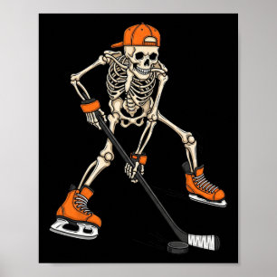 Skeleton Ice Hockey Halloween Costume Gift For Men Poster