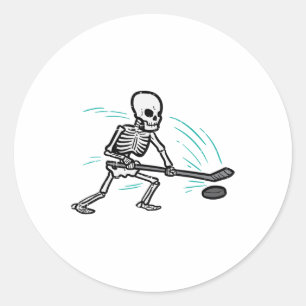 Skeleton Ice Hockey Halloween Costume Men Boys Kid Classic Round Sticker