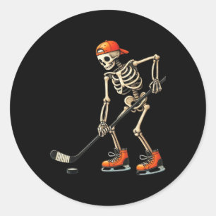 Skeleton Ice Hockey Halloween Costume Men Boys Kid Classic Round Sticker