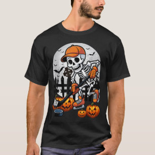 Skeleton Ice Hockey Halloween Costume Men Boys Kid T-Shirt