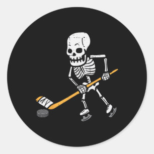 Skeleton Ice Hockey Halloween Costume Spor Men Boy Classic Round Sticker