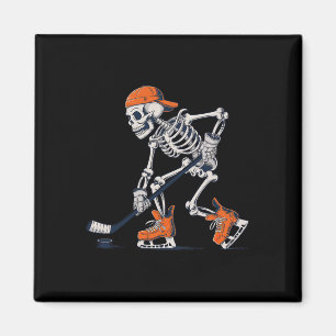 Skeleton Ice Hockey Halloween Magnet