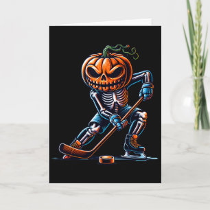 Skeleton Ice Hockey Halloween Pumpkin Hockey Mens Card