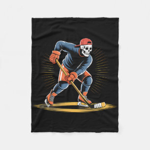 Skeleton Ice Hockey Player Funny Skater Design Fleece Blanket