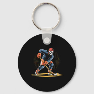 Skeleton Ice Hockey Player Funny Skater Design Key Ring
