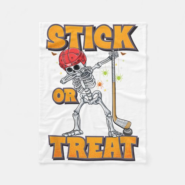 Skeleton Ice Hockey Player Halloween Costume Boys  Fleece Blanket (Front)