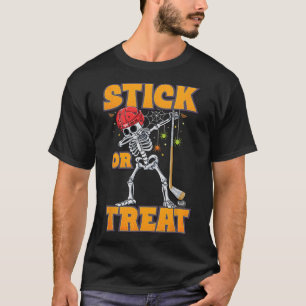 Skeleton Ice Hockey Player Halloween Costume Boys T-Shirt