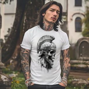 Skeleton in a Roman Helmet T-Shirt