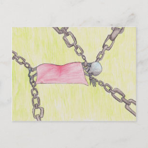 skeleton in chains postcard