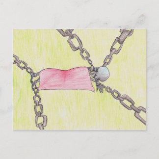 skeleton in chains postcard