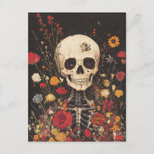 Skeleton in the Flowers Postcard