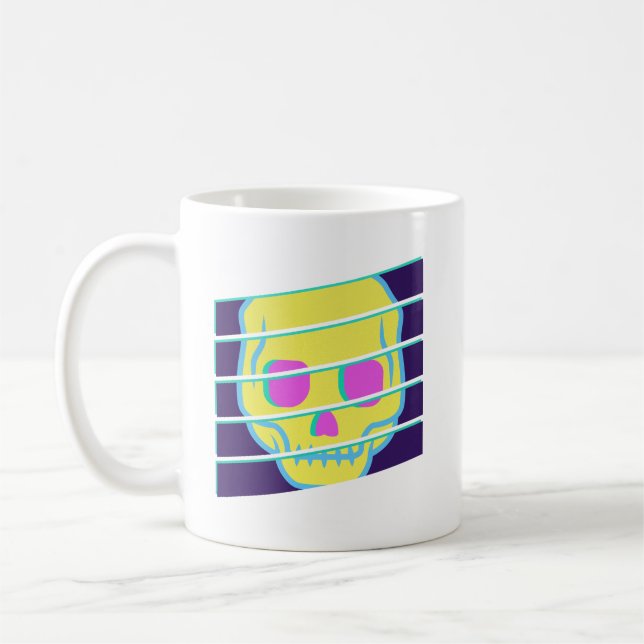 "Skeleton in The Window" (Retro) Coffee Mug (Left)