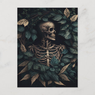 Skeleton in the woods  postcard