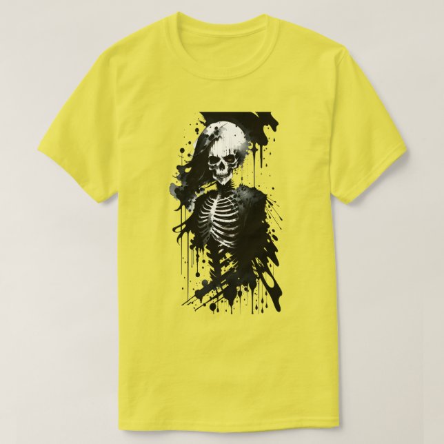 Skeleton Ink Splatter Halloween T-Shirt (Design Front)