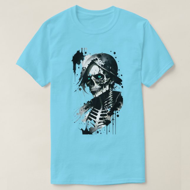 Skeleton Ink Splatter Halloween T-Shirt (Design Front)