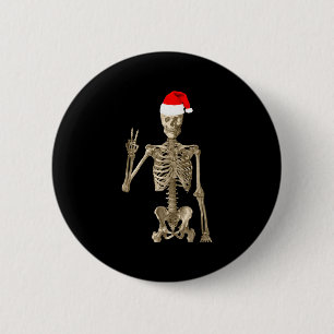 Skeleton is chillin' with his peace sign 6 cm round badge