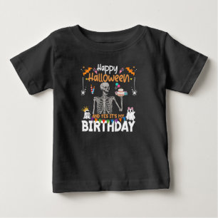 Skeleton It's My Birthday Party Happy Halloween Baby T-Shirt