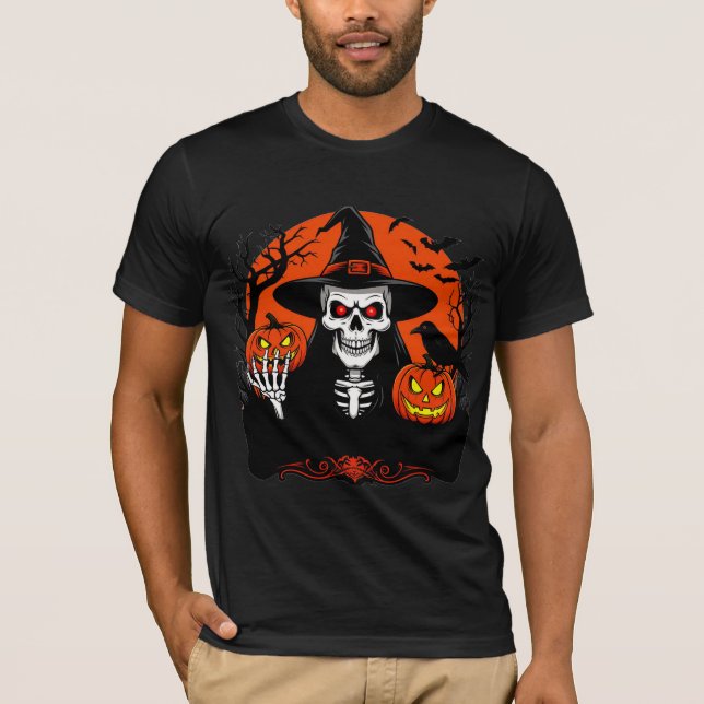 Skeleton Jack O Lantern Halloween Night Glow ✨ T-Shirt (Front)