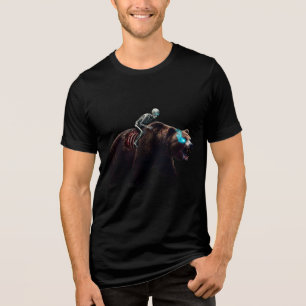 Skeleton Jockey on Demon Bear Tri-Blend Shirt