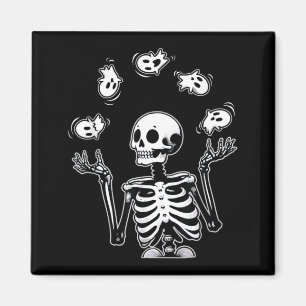 Skeleton Juggling Ghosts Funny Halloween Costume Magnet