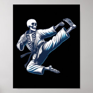 Skeleton Karate Kick Martial Arts Kickboxing Mma F Poster
