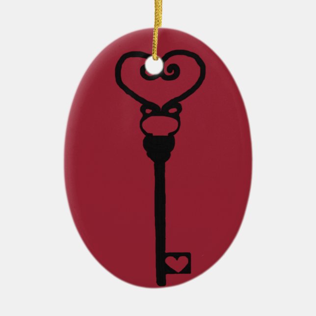 Skeleton Key Bauble Ceramic Tree Decoration (Front)
