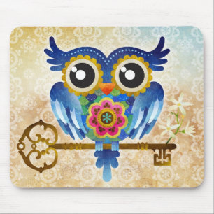 Skeleton Key Owl Mouse Pad