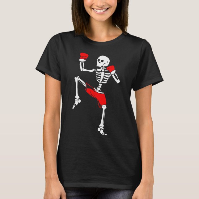 Skeleton Kickboxing Fighter Muay Thai  T-Shirt (Front)