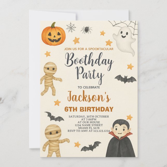 Skeleton Kids Halloween Birthday Party Invitation (Front)