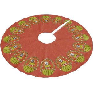 Skeleton Lady With Heart Brushed Polyester Tree Skirt