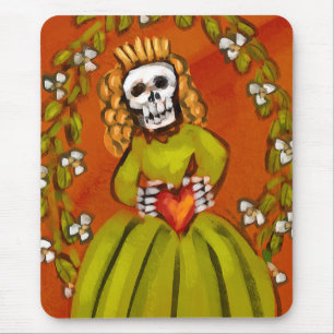 Skeleton Lady With Heart Mouse Pad