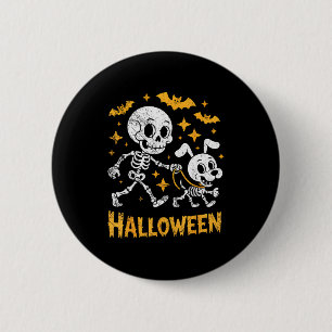 Skeleton Leads Dog Funny Skull Pet For Halloween C 6 Cm Round Badge