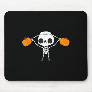 Skeleton Lifting Pumpkins Funny Halloween Snatch R Mouse Pad