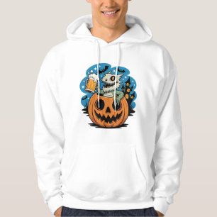 Skeleton Lizard in Pumpkin with Beer Mug Hoodie