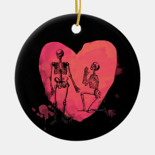 Skeleton Love Ceramic Tree Decoration (Front)
