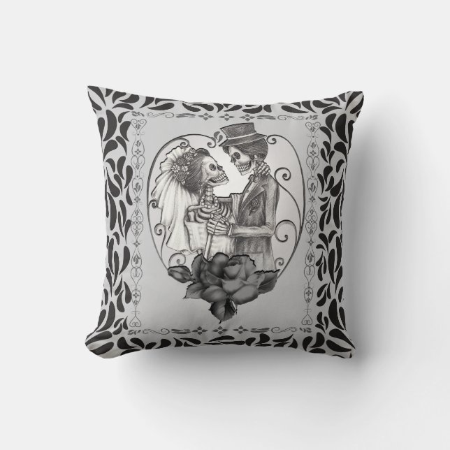 Skeleton Love Couple Marriage Dance Cushion (Front)