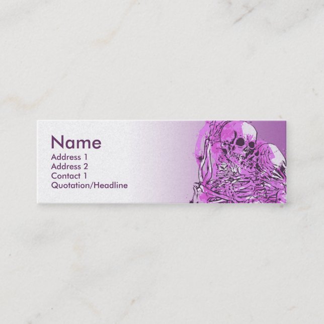 SKELETON LOVE purple Mini Business Card (Front)