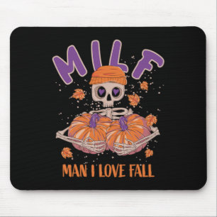 Skeleton Man I Love Fall Fun Skeleton Pumpkin Hall Mouse Pad