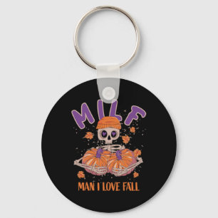 Skeleton Man I Love Fall Funny Skeleton Pumpkin Ha Key Ring